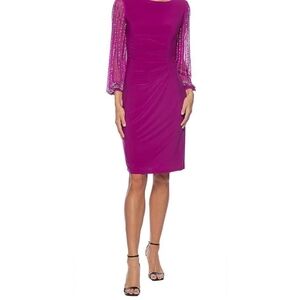 Elegant Purple Dress with Sheer Sleeves